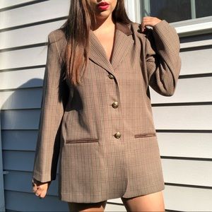 brown + red plaid blazer